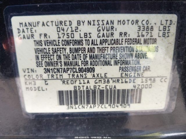 Nissan Versa 1.6 Sv Image 7